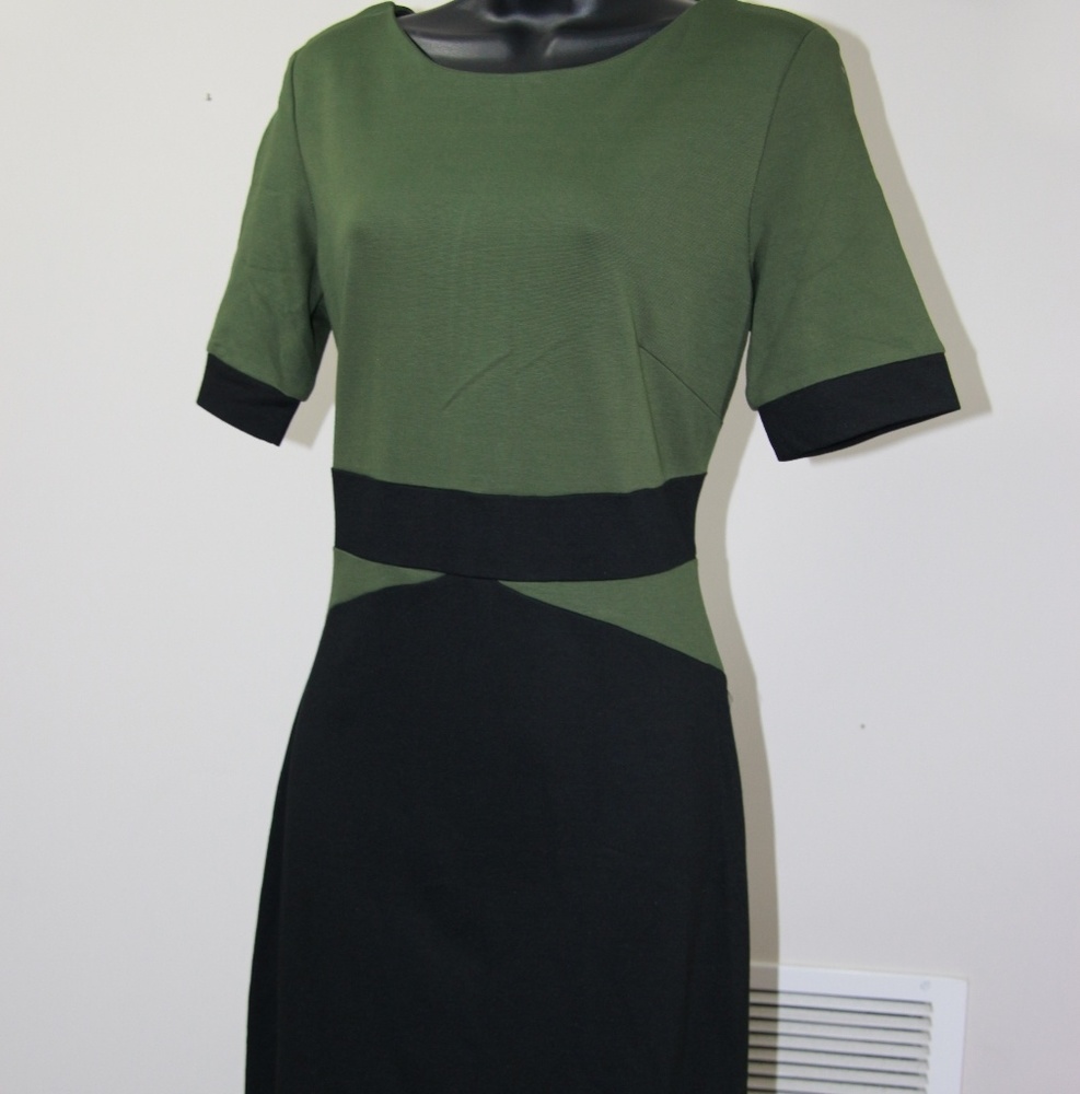 Green and black aline dress